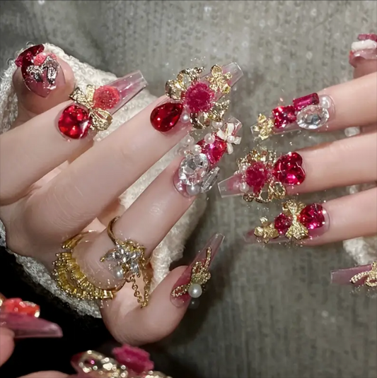 Kit Nails Red Baroque 24 pièces