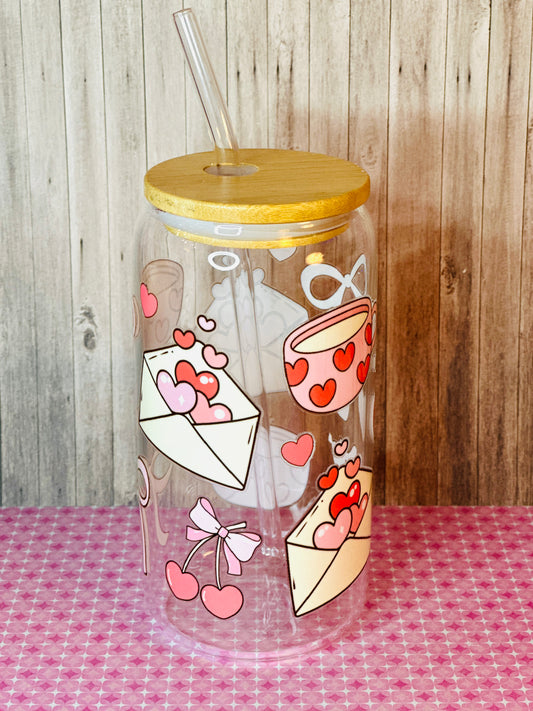 Glass Cup Coeur 500ml + moule à glaçon en forme de coeur